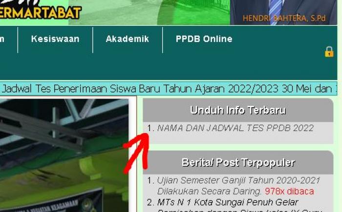 PEMBERITAHUN PPDB TP. 2022/2023