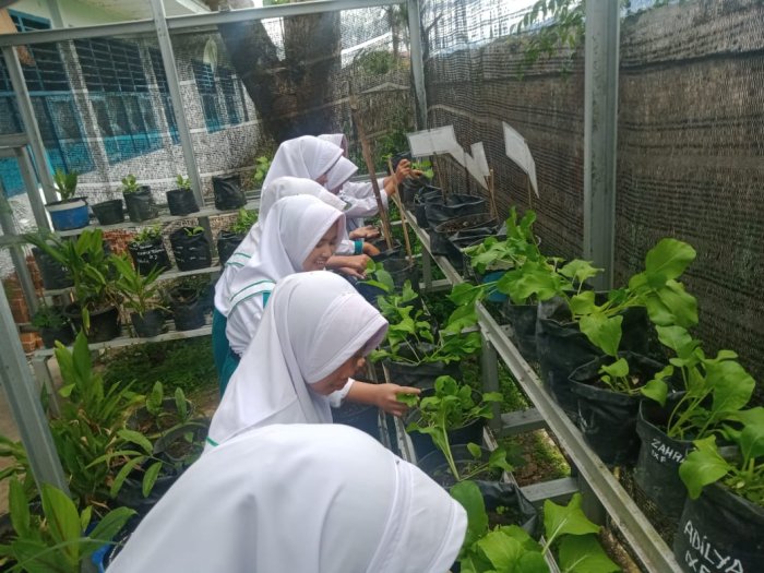 Siswa MTsN 1 Kota Sungai Penuh Laksanakan Praktik Lapangan Mata Pelajaran IPA di Green House