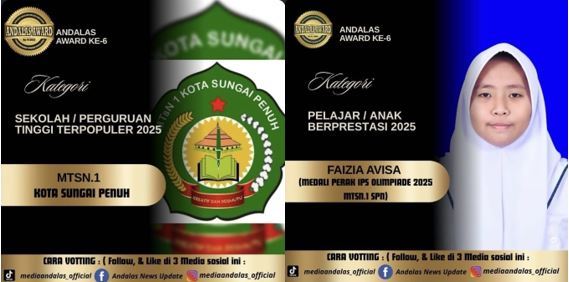 MTsN 1 Kota Sungai Penuh Buktikan Eksistensi, Raih Dua Nominasi Andalas Award 2025